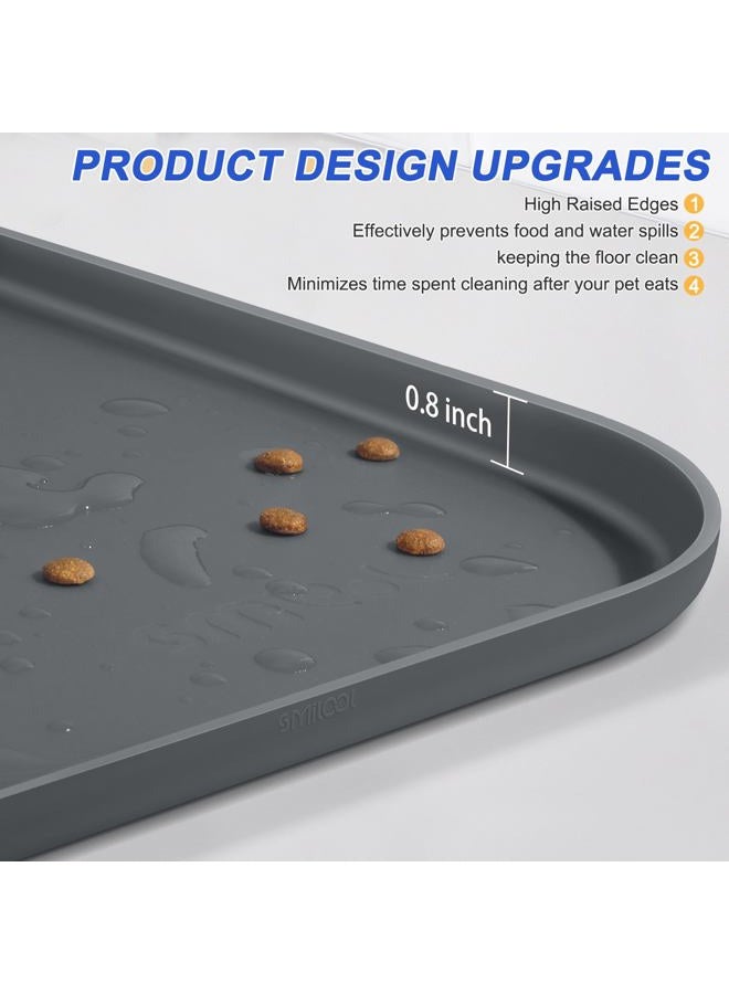 SMILOOL Silicone Pet Feeding Mat with Raised Edge for Food and Water, Dog Bowl Mats, Cat Bowls Placemat with High Lip for Floor Waterproof, Rubber Tray for Cats and Dogs 22 x 14 x 0.8 Dark Grey - Image 4