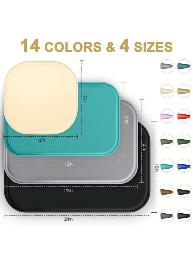 SMILOOL Silicone Pet Feeding Mat with Raised Edge for Food and Water, Dog Bowl Mats, Cat Bowls Placemat with High Lip for Floor Waterproof, Rubber Tray for Cats and Dogs 22 x 14 x 0.8 Dark Grey - Image 2