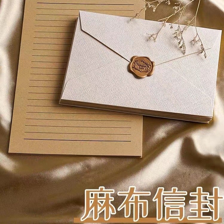 Linen Pattern Envelope Stationery Suit Vintage Love Letter Chinese Style Cowhide Special Paper Invitation Postcard Enameled Envelope - Image 2