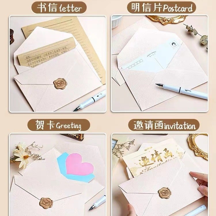 Linen Pattern Envelope Stationery Suit Vintage Love Letter Chinese Style Cowhide Special Paper Invitation Postcard Enameled Envelope - Image 5