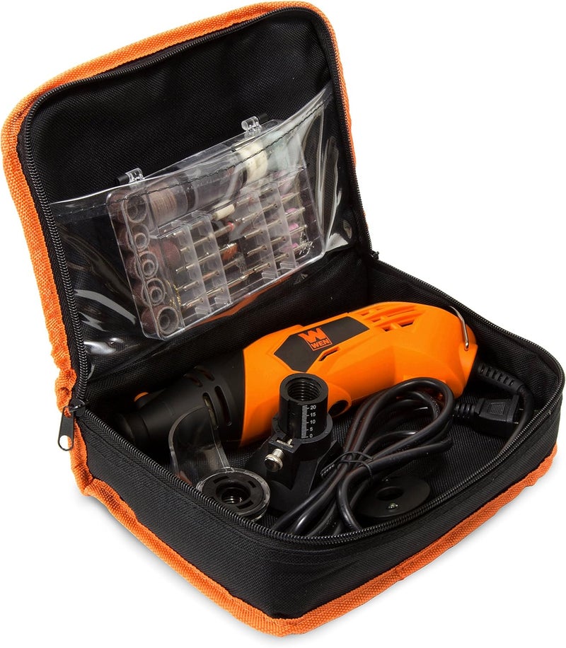 Wen 23114 1.4-Amp High-Powered Variable Speed Rotary Tool with Cutting Guide, LED Collar, 100+ Accessories, Carrying Case and Flex Shaft - Image 2