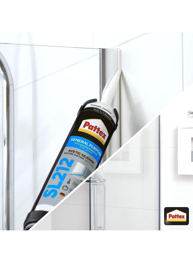 باتكس سيليكون أسيتيك متعدد الأغراض SL212، أبيض، مع مسدس سد - عبوة من قطعتين - Image 2