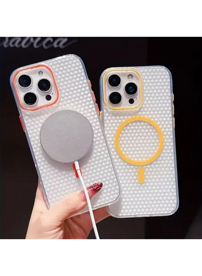 Yellow Magnetic Wireless Charging Case Compatible with iPhone 14 Plus Matte Shockproof - Image 1