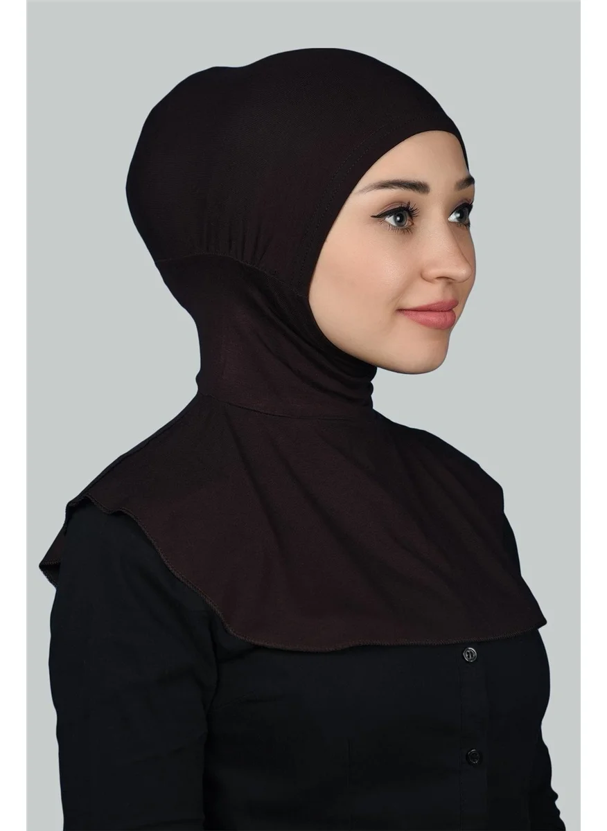 التوبة Women's Hijab Practical Neck Collar Hijab - Sports Bonnet - Dark Brown