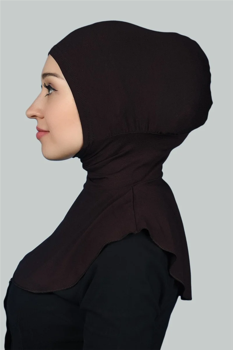 التوبة Women's Hijab Practical Neck Collar Hijab - Sports Bonnet - Dark Brown