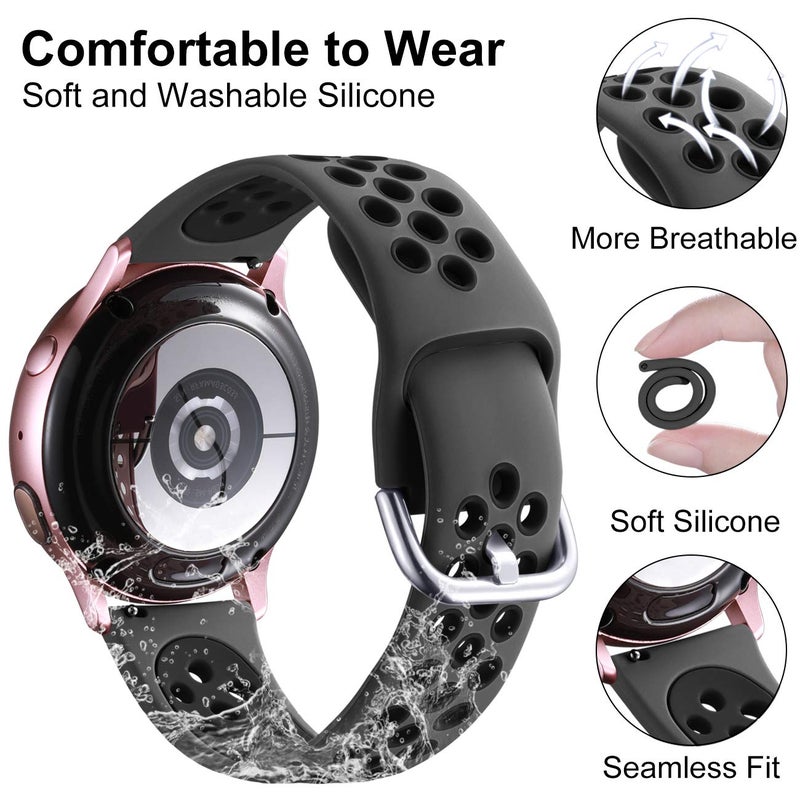 Lerobo for Galaxy Watch 7 Band Compatible with Samsung Galaxy Watch 6 5 4 Band 44mm 40mm/Galaxy Watch 6 Classic 47mm 43mm/Watch 4 Classic/Watch 5 Pro 45mm, 20mm Soft Silicone Sport Band for Men,Black - Image 2
