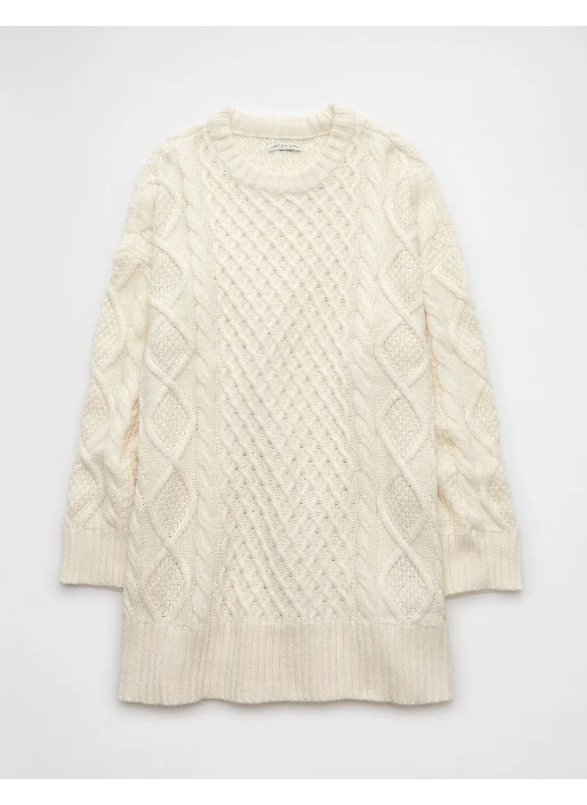 امريكان ايجل AE Long-Sleeve Cable Knit Sweater Mini Dress