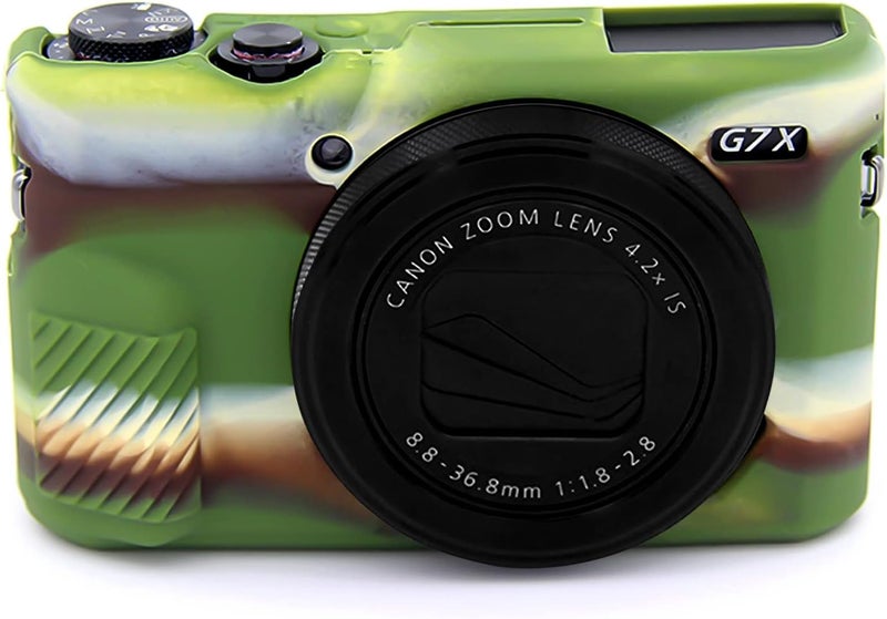 إيزي هود حقيبة G7X2، حقيبة كاميرا لـ Canon G7 X Mark II، غطاء حماية من السيليكون الناعم مع غطاء عدسة قابل للإزالة لكاميرا Powershot G7X Mark II DSLR - تمويه بدون غطاء - Image 1