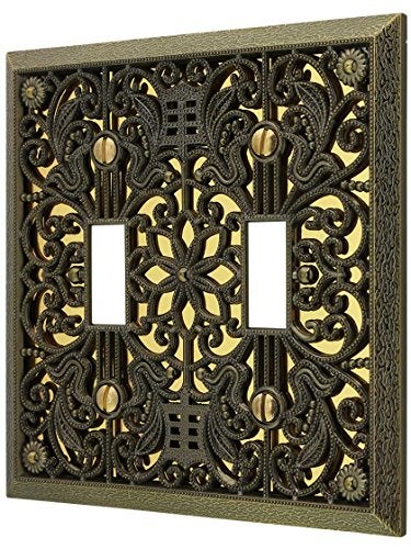 Amerelle 65TTAB Filigree Wallplate, 2 Toggle, Antique Brass - Image 5