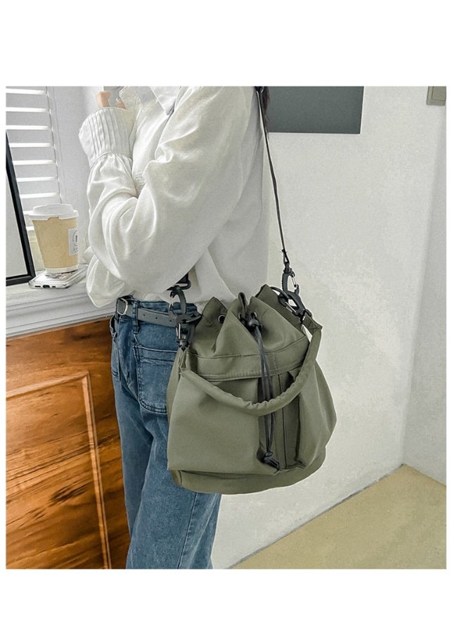 ميكسد شخصية واحدة حقيبة الكتف عارضة سحب الحبل أضعاف حقيبة قدرة كبيرة محمولة حقيبة نايلون دلو - Image 5