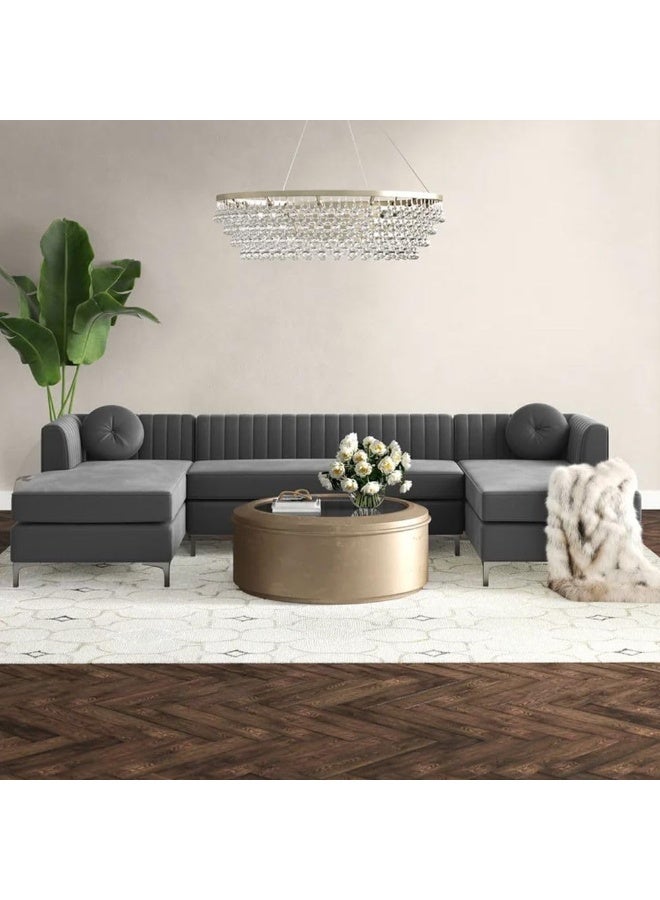 Comfynest Comfynest Zahra Fabric 3-Piece Sofa Set 165X330X80Cm Dark Grey 
