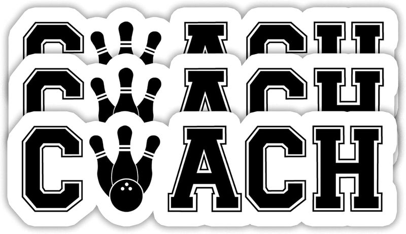 EMMACELA (3PCS) Coach Bowling Sticker, Bowling Stickers - Waterproof Vinyl Decals for Laptops, Tumblers, Scrapbooks, Books, Water Bottles Size 3 x 0.9 Inch - Image 1