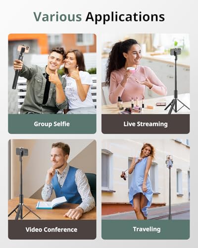Sensyne 63 Selfie Stick Tripod Extendable Phone Tripod with Wireless Remote Compatible with Cell Phones for Selfies PhotographyVideo Live Stream - Image 3