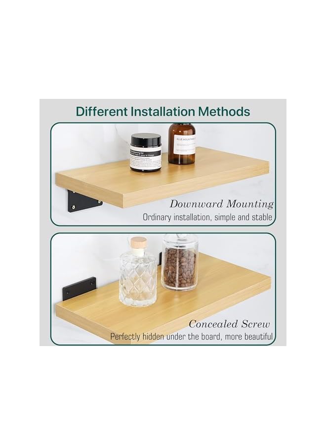 promass 2 Pcs Heavy Duty Shelf Brackets, 8 Inch L-shaped Metal Shelf Bracket, Floating Wall Mounted Shelf Support, Black Industrial Shelf Bracket, Max Load 45KG/100LB (8 Inch/19cm) - Image 3