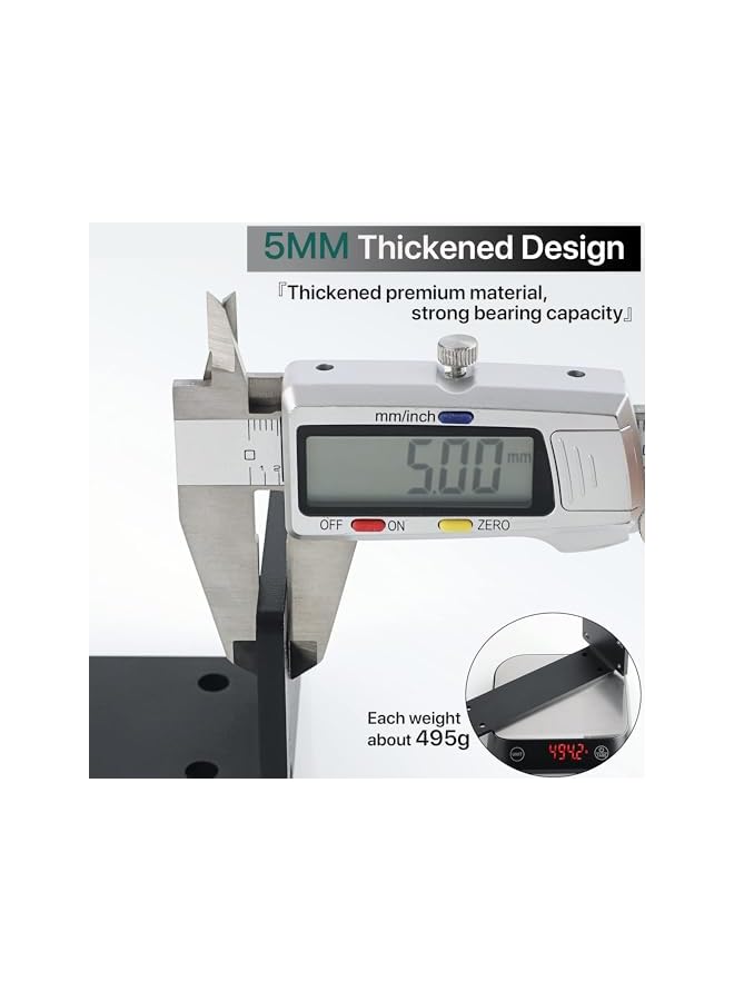 promass 2 Pcs Heavy Duty Shelf Brackets, 8 Inch L-shaped Metal Shelf Bracket, Floating Wall Mounted Shelf Support, Black Industrial Shelf Bracket, Max Load 45KG/100LB (8 Inch/19cm) - Image 5