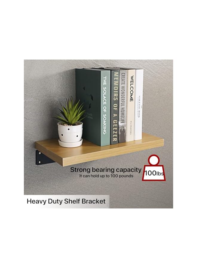 promass 2 Pcs Heavy Duty Shelf Brackets, 8 Inch L-shaped Metal Shelf Bracket, Floating Wall Mounted Shelf Support, Black Industrial Shelf Bracket, Max Load 45KG/100LB (8 Inch/19cm) - Image 2
