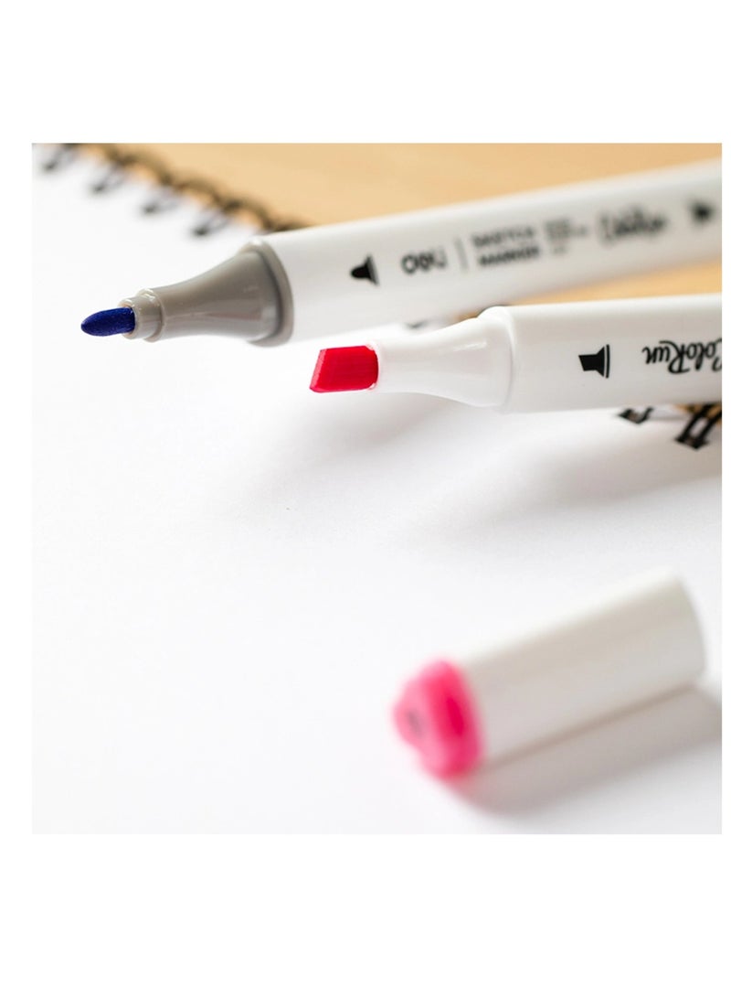 Deli Markers رسم مزدوجة الطرف 12 قطعة متعددة الألوان - Image 2