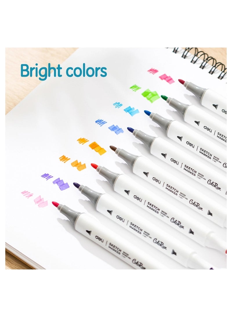 Deli Markers رسم مزدوجة الطرف 12 قطعة متعددة الألوان - Image 4