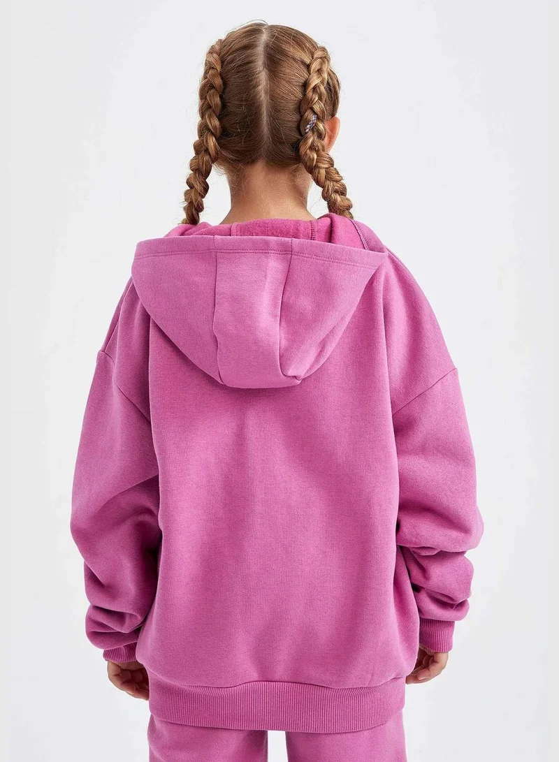 DeFacto Girl Relax Fit Hooded Long Sleeve Knitted Sweatshirt