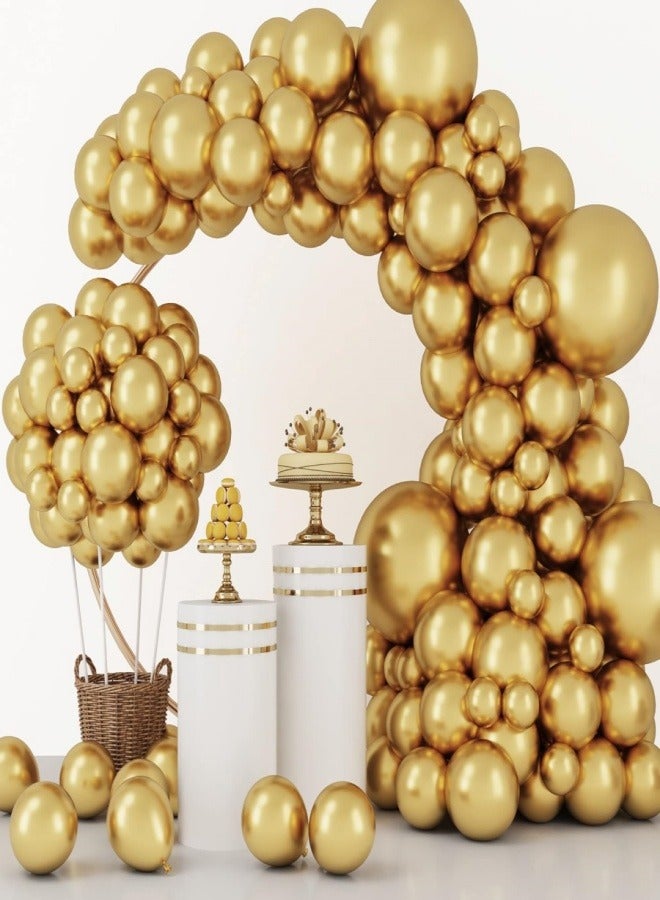 Metallic Gold Balloons, 129 pcs Gold Metallic Balloons Different Sizes 18 12 10 5 Inch Party Balloon Kit for Birthday Party Graduation Holiday Wedding  Balloon Decoration - Image 1