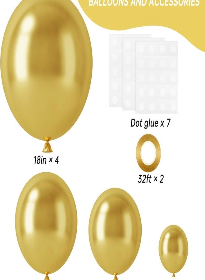 Metallic Gold Balloons, 129 pcs Gold Metallic Balloons Different Sizes 18 12 10 5 Inch Party Balloon Kit for Birthday Party Graduation Holiday Wedding  Balloon Decoration - Image 2