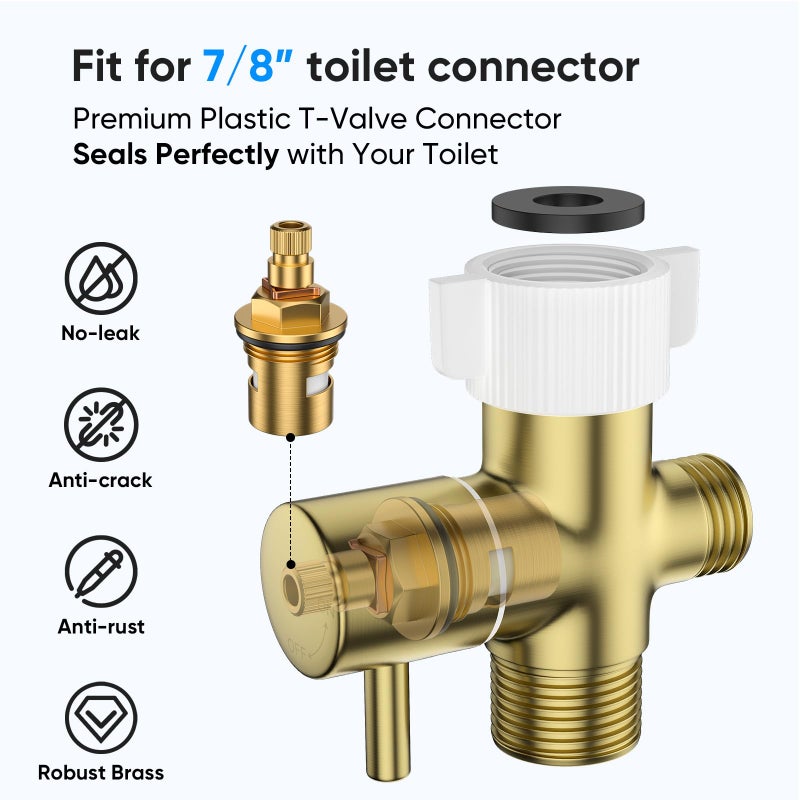 Arofa Gold Handheld Bidet Sprayer for Toilet - Stainless Steel Cloth Diaper Jet Spray, Adjustable Water Pressure Control with Bidet Spray Hoses, Bidet Toilet Sprayer for Baby/Feminine Wash - Image 5
