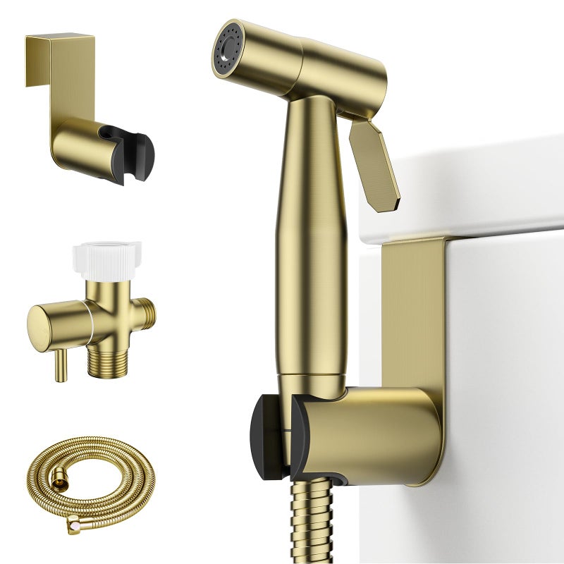 Arofa Gold Handheld Bidet Sprayer for Toilet - Stainless Steel Cloth Diaper Jet Spray, Adjustable Water Pressure Control with Bidet Spray Hoses, Bidet Toilet Sprayer for Baby/Feminine Wash - Image 1