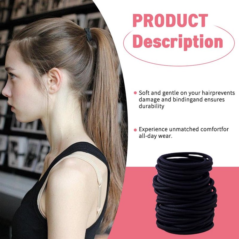 GOSICUKA 120 Pieces Black Hair Ties for Thick and Curly Hair Ponytail Holders Hair Elastic Band for Women or Men(4mm) - Image 4