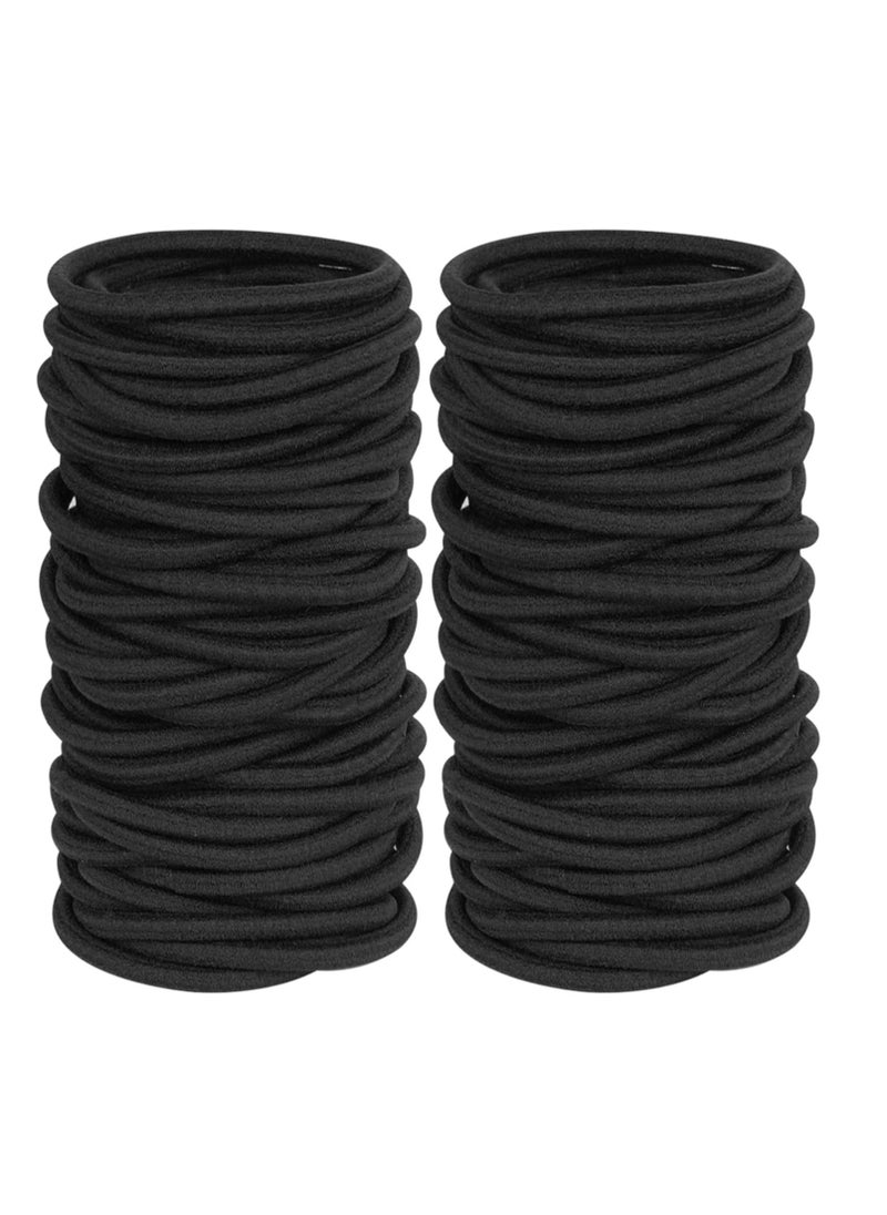 GOSICUKA - 120 Pieces Black Hair Ties for Thick and Curly Hair Ponytail Holders Hair Elastic Band for Women or Men(4mm) - Image 1