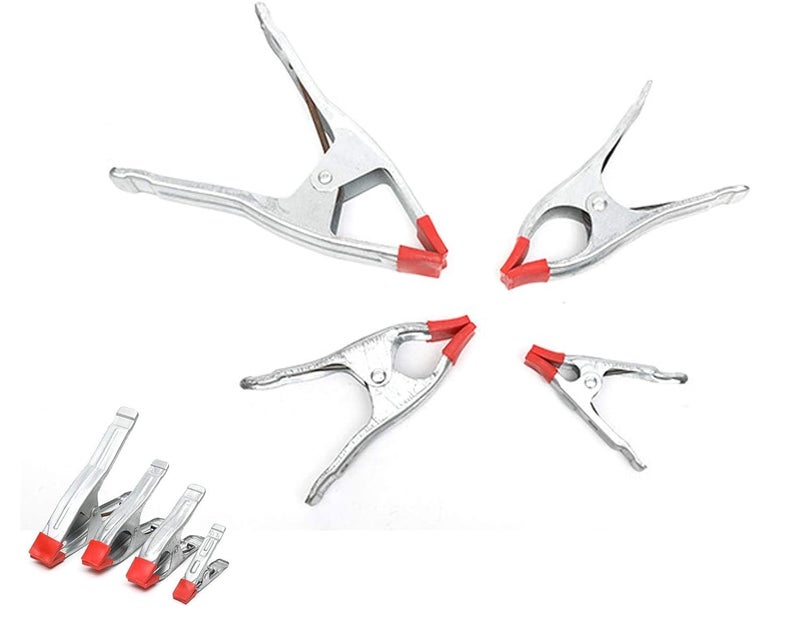 DIY Crafts DIY Crafts Pack Of 4 Pcs Metallic Silver Mix Size 4 Pcs Metal Spring Clamps Rubberized Clamp Spring Metal Jaw Opening for WPack Of 4 Pcs Metallic Silver  - Image 2