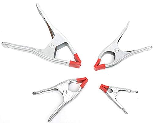 DIY Crafts DIY Crafts Pack Of 4 Pcs Metallic Silver Mix Size 4 Pcs Metal Spring Clamps Rubberized Clamp Spring Metal Jaw Opening for WPack Of 4 Pcs Metallic Silver  - Image 1