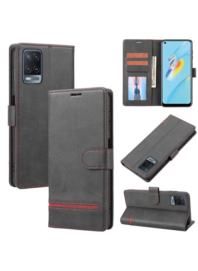 HuHa Case Cover For OPPO A56 5G / A54 4G Classic Wallet Flip Leather Phone Case Black 