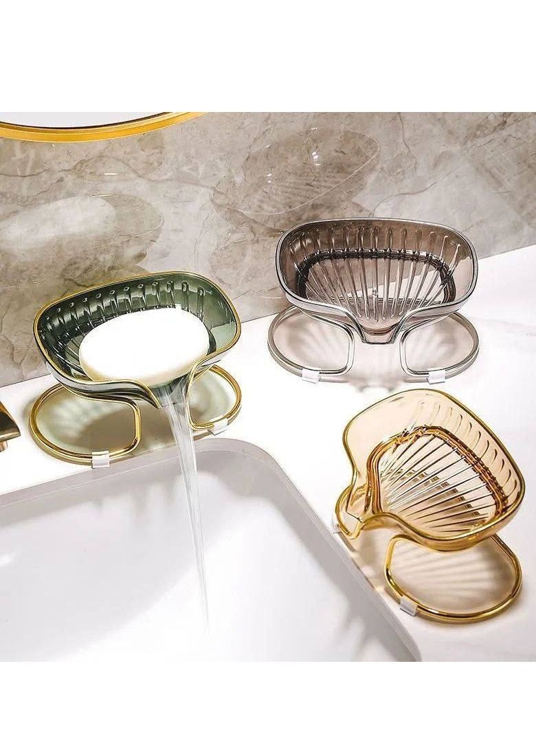 Generic Acrylic soap dish with gold metal stand  - Image 1