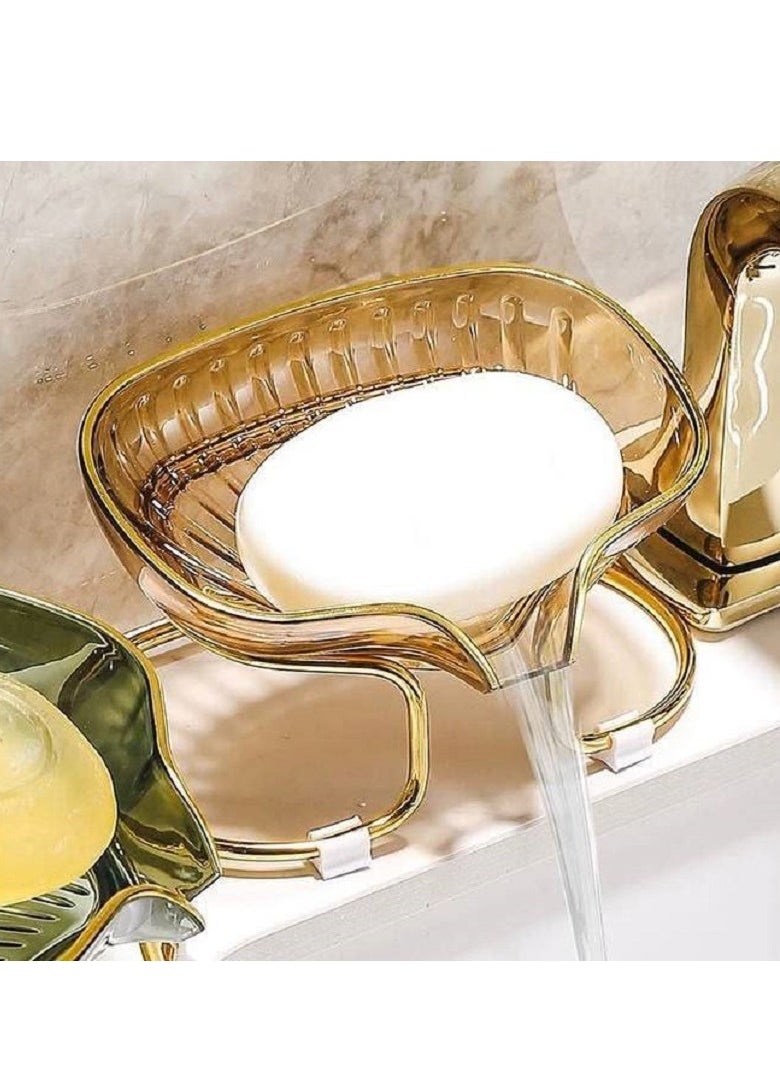 Generic Acrylic soap dish with gold metal stand  - Image 2