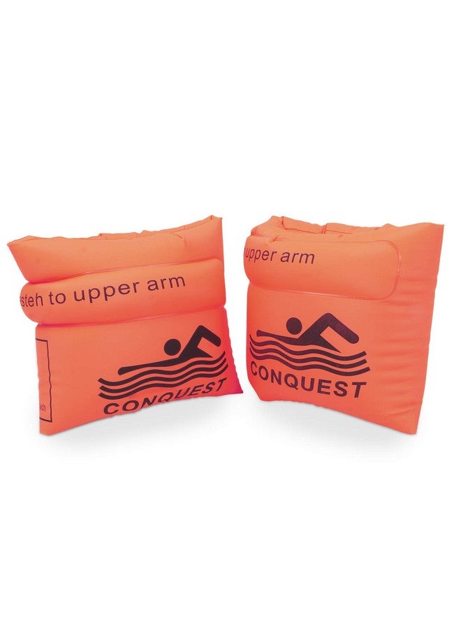 كونكويست أربطة ذراع سباحة CONQUEST للأطفال والكبار | عوامات ذراع | أجنحة سباحة | شريط عوامة سباحة | أكمام عوامات وحلقات سباحة (AR-2947-OR) - Image 1