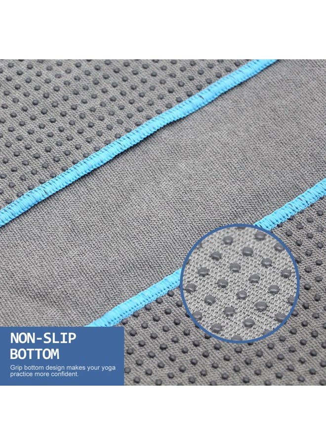 Eunzel 2 Pack Hot Yoga Towel with Grip Dot, Non Slip Yoga Mat Towe Sweat Absorbent Towel for Hot Yoga,Bikram, Pilates and Fitness 72" x 24", Grey - Image 2