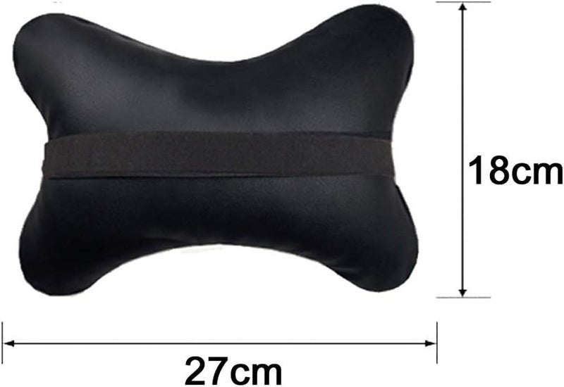 yuhuru Car Neck Pillows Both Side Pu Leather 2pieces Pack Headrest Fit for Most Cars Filled Fiber Universal Car Pillow (Black&Red) - Image 3