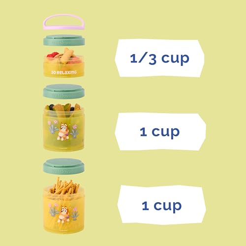 Whiskware Bluey Stackable Snack Containers for Kids and Toddlers, 3 Stackable Snack Cups for School and Travel, Bluey and Bingo, So Relaxing! - Image 4