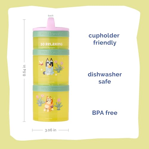 Whiskware Bluey Stackable Snack Containers for Kids and Toddlers, 3 Stackable Snack Cups for School and Travel, Bluey and Bingo, So Relaxing! - Image 2