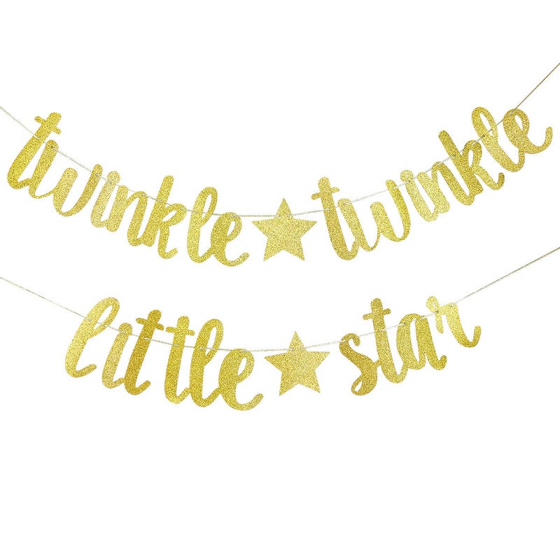 LeeSky Gold Glitter Twinkle Twinkle Little Star Banner Twinkle Twinkle Little Star Gender Reveal Banner Twinkle Twinkle Little Star Baby Shower for Baby Shower Birthday Party Decorations - Image 2