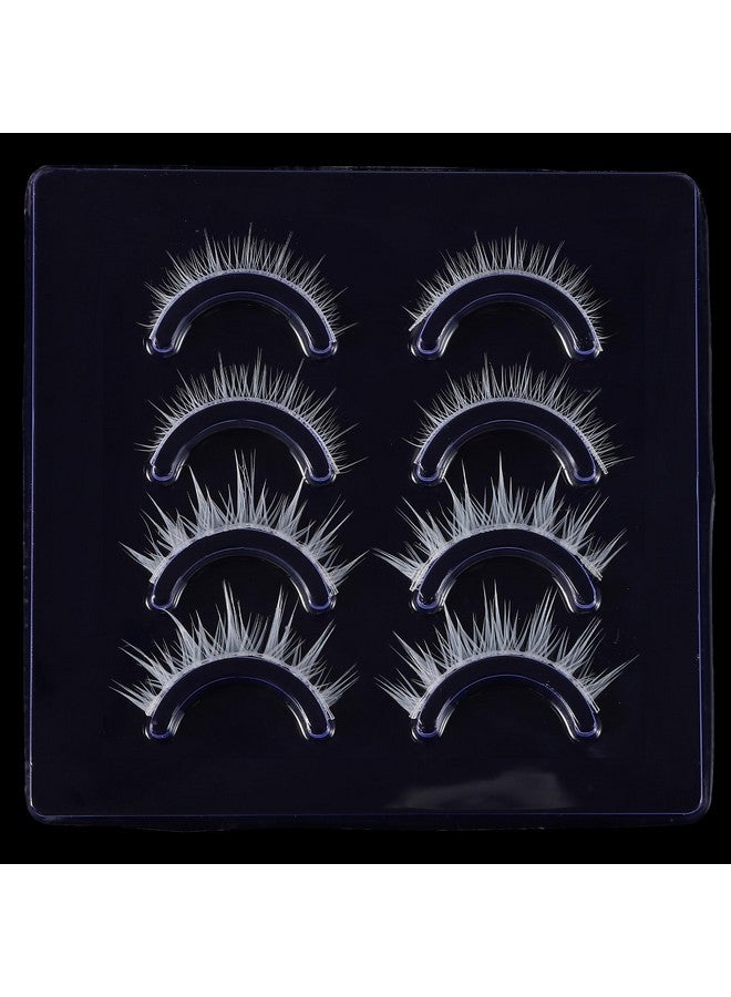 Outopen White False Eyelashes Halloween White Eye Lashes Extension Tools Anime Cosplay Makeup Natural Looking Masquerade Party Eyelashes (A05-White Manga Lashes 4 Pairs(Upper&Bottom)) - Image 4