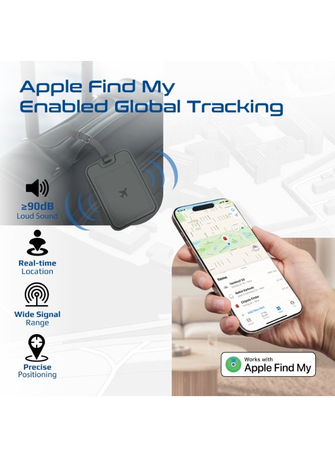 Promate Anti-Loss Smart Leather Luggage Tag with Apple Find My Tracker, RFID Protection, Wireless Charging, 90dB Alert, 6-Month Battery, Slim Durable Design, Bluetooth 5.2 for Apple Devices Only - Image 2