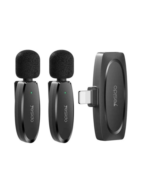 Dual Wireless Microphone, Lightning Connector, Yesido KR14 Black