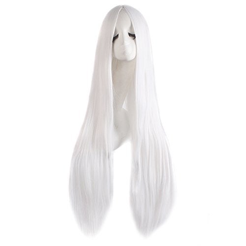 MapofBeauty 40" 100cm Carve Long Straight Cosplay Wig Anime Costume Party Wig (White) - Image 5