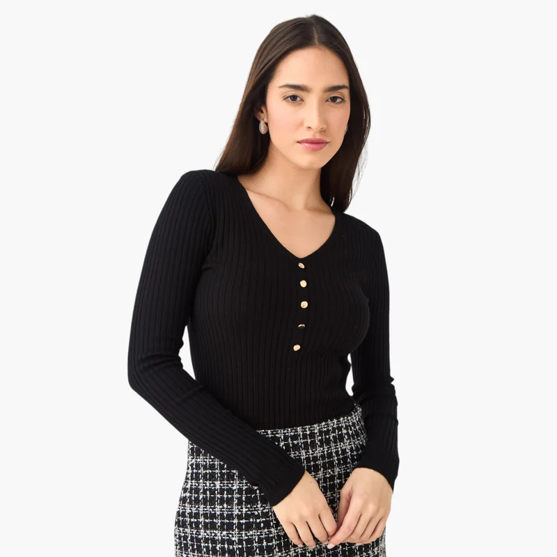2Xtremz 2Xtremz Ribbed V-neck Sweater