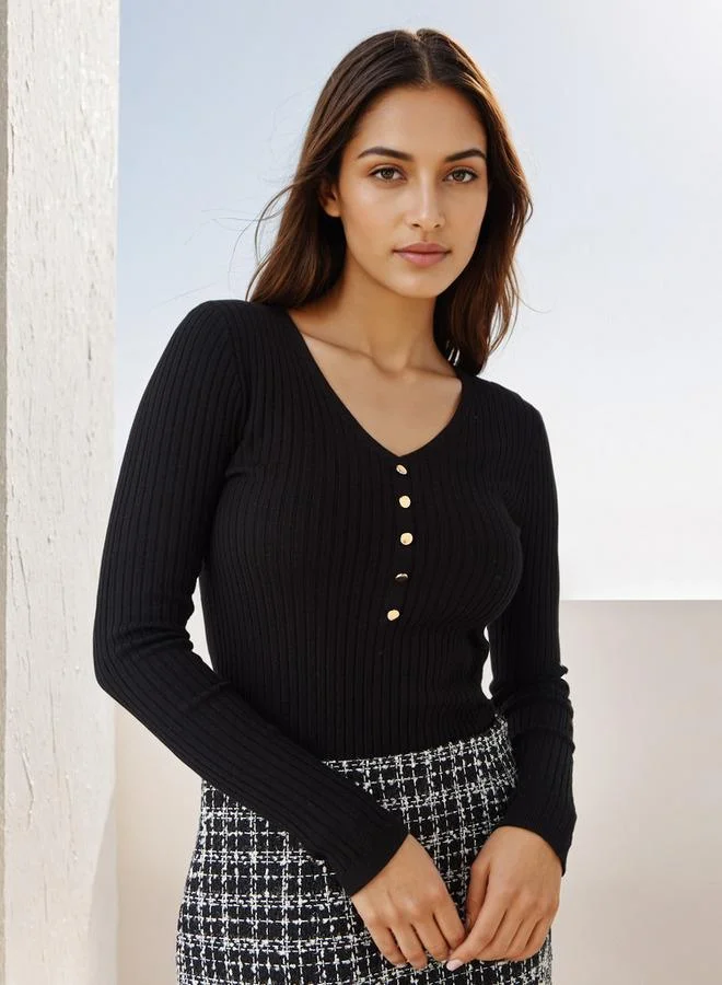 2Xtremz 2Xtremz Ribbed V-neck Sweater