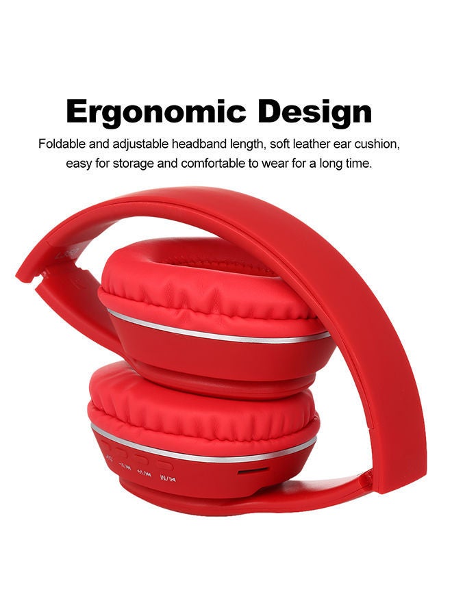 NIBEMINENT Bluetooth Over-Ear Headphones With Mic Red - Image 2