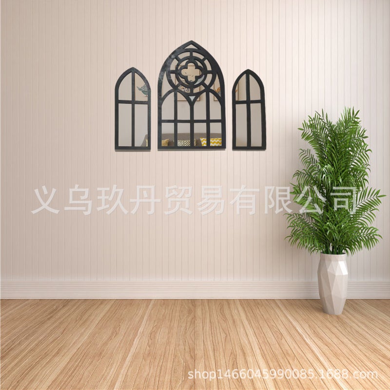 Temu 3-Piece Gothic Cathedral Window Mirror Baroque Decorative Wall Mirror Tiktok Mirror - Image 2