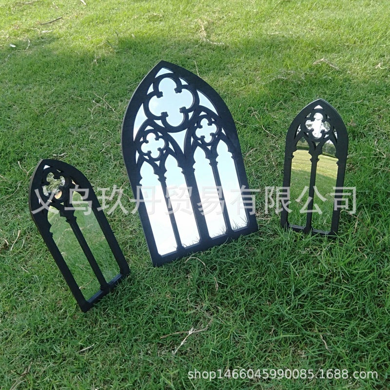 Temu 3-Piece Gothic Cathedral Window Mirror Baroque Decorative Wall Mirror Tiktok Mirror - Image 1