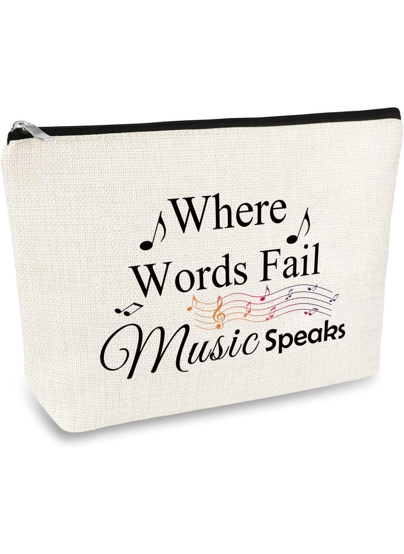 Mikela Music Gift for Women Makeup Bag Music Lover Gifts Music Teacher Gift Cosmetic Bag Music Teacher Appreciation Gift Thank You Gift for Music Teacher Student Musicians Birthday Christmas Gift Travel Bag 